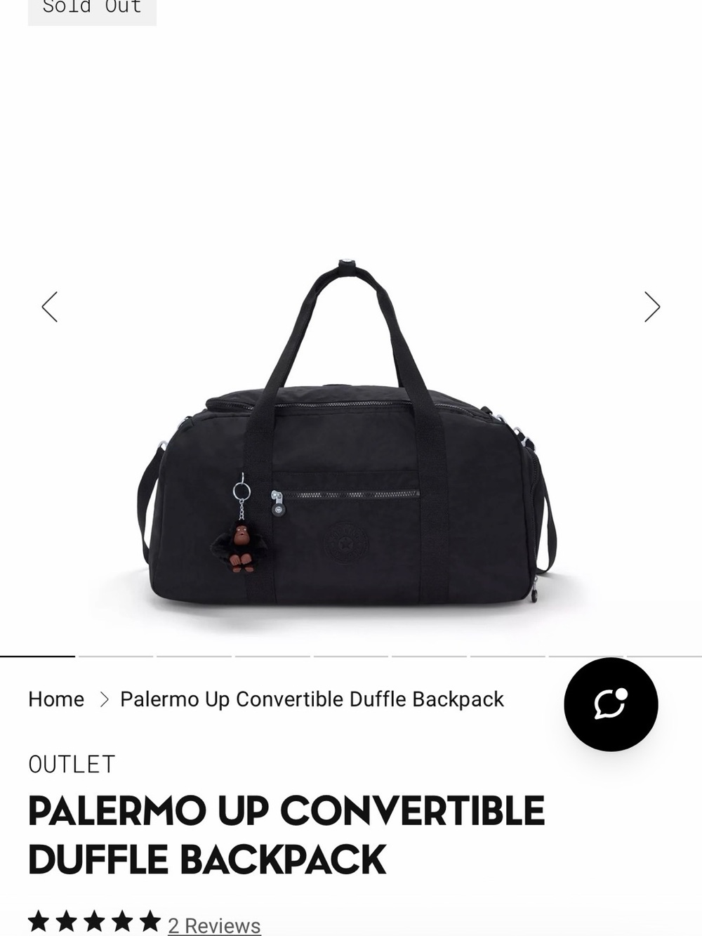 Kipling Convertible Duffel - Black Palermo